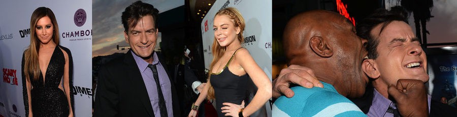 Ashley Tisdale, Charlie Sheen y Lindsay Lohan, estrellas de la premiere de 'Scary Movie 5' en Los Angeles