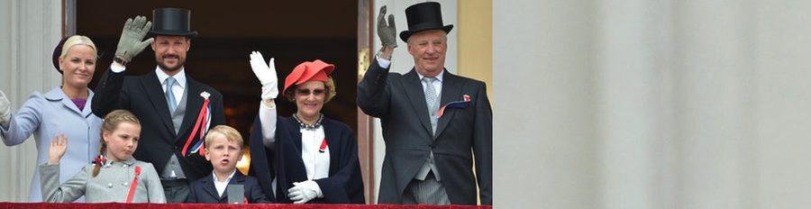 Los Reyes, los Príncipes Haakon y Mette-Marit y sus hijos Ingrid Alexandra y Sverre Magnus celebran el Día de Noruega