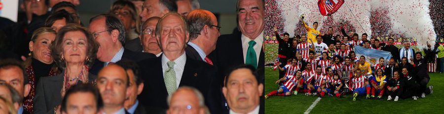 Los Reyes Juan Carlos y Sofía, testigos de la victoria del Atlético de Madrid ante el Real Madrid en la Copa del Rey 2013