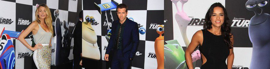 Blake Lively apoya a Ryan Reynolds y Michelle Rodriguez en el estreno de 'Turbo' en Nueva York