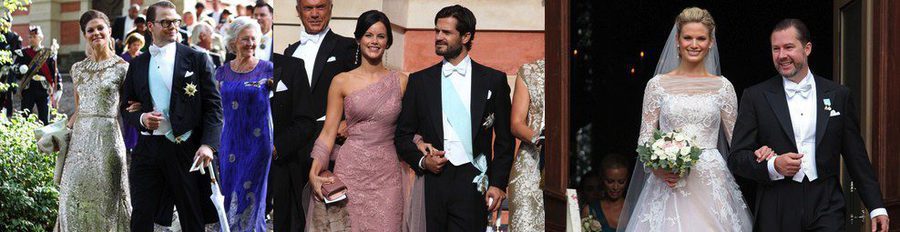 La Familia Real Sueca salvo la Princesa Magdalena y Chris O'Neill se reúne en la boda de Gustaf Magnuson y Vicky Andren