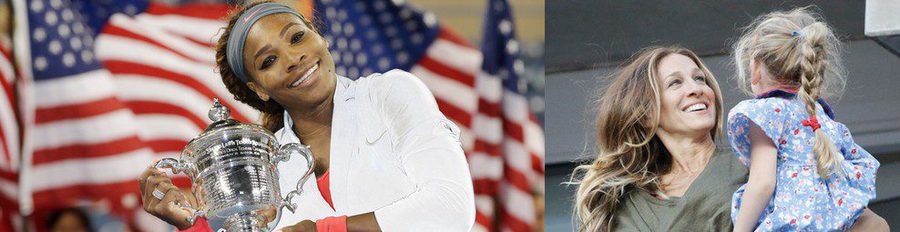 Eva Longoria y Hugh Jackman aplauden la victoria de Serena Williams en el US Open Femenino 2013