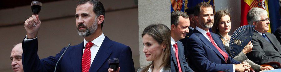 Los Príncipes Felipe y Letizia brindan para celebrar el Día de la Policía en Alcalá de Henares