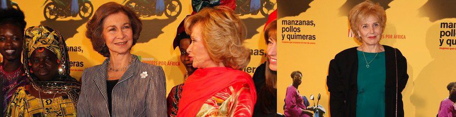 La Reina Sofía se mezcla con Elena Furiase y Marisa Paredes en el estreno del documental 'Manzanas, pollos y quimeras'