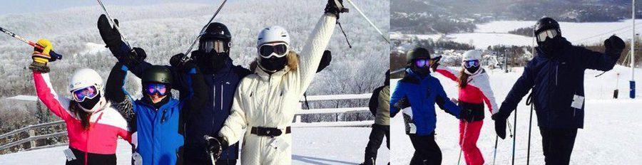 Michael Douglas y Catherine Zeta Jones reciben 2014 juntos esquiando en Canadá con sus hijos