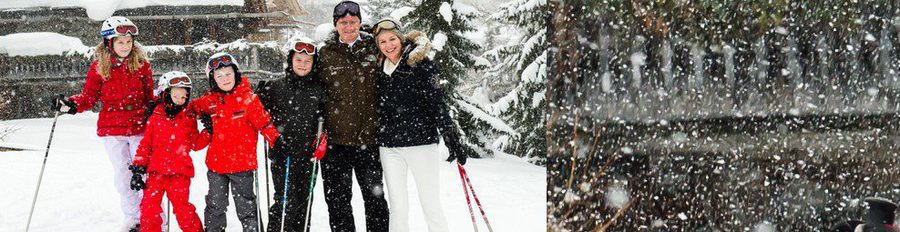 Los Reyes Felipe y Matilde de Bélgica disfrutan del esquí con sus cuatro hijos en Suiza