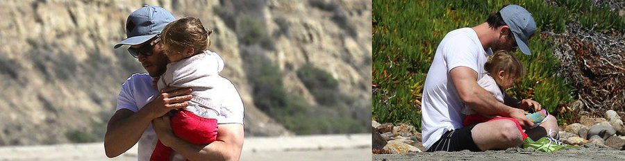 Chris Hemsworth disfruta de una tarde en la playa de Malibú con India Rose