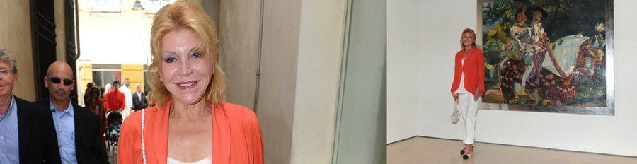 Tita Cervera, radiante en un acto en el Museo Carmen Thyssen de Málaga antes de celebrar su 71 cumpleaños