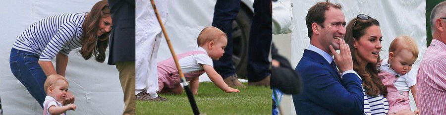 El Príncipe Jorge da sus primeros pasos junto a su madre Kate Middleton en un partido de polo