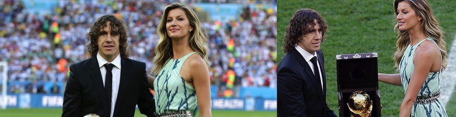 Vanesa Lorenzo y Tom Brady acompañan a Carles Puyol y Gisele Bündchen a entregar la Copa del Mundo 2014