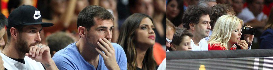 Sara Carbonero, Iker Casillas, Sergio Ramos, Mario Suárez,... tarde amarga de basket con la eliminación de España