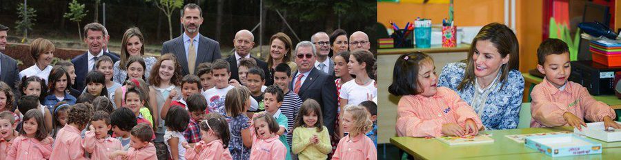 Los Reyes Felipe y Letizia se rodean de niños en la apertura del Curso Escolar en Galicia