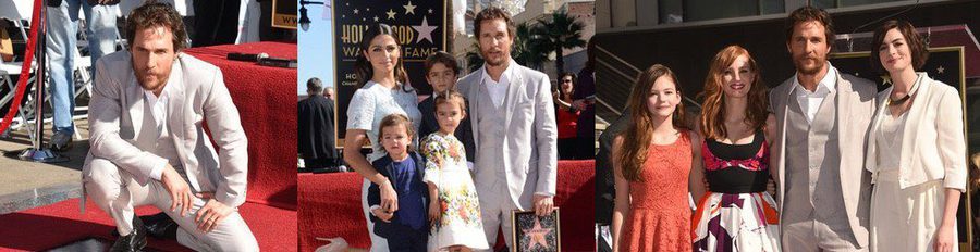 Matthew McConaughey estrena su estrella en el Paseo de la Fama de Hollywood con Anne Hathaway y Jessica Chastain