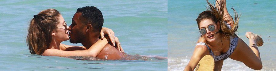 Doutzen Kroes, día de amor y juegos junto a su marido Sunnery James en una playa de Miami