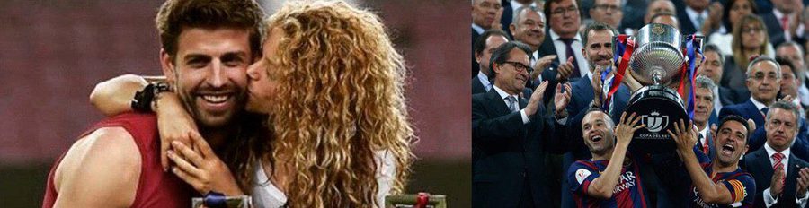 Gerard Piqué celebra el triunfo del Barça en la Copa del Rey con un beso de Shakira