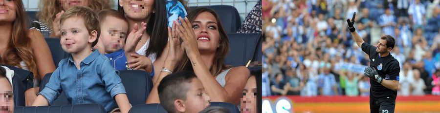 Sara Carbonero y Martín Casillas, espectadores de lujo para Iker Casillas en el partido Porto-Napolés
