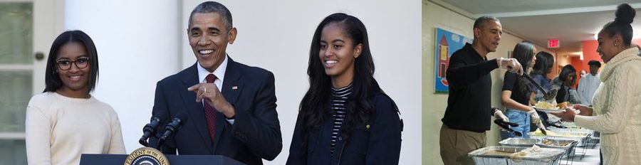 Barack Obama indulta el tradicional pavo y colabora en un comedor social por Acción de Gracias con Sasha y Malia