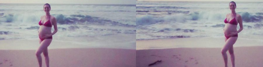 Anne Hathaway presume de embarazo posando en bikini en medio de la playa