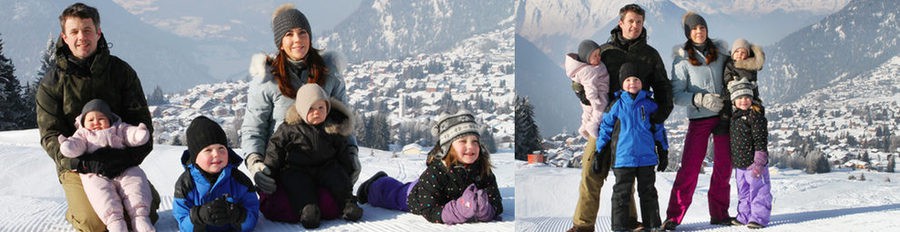 Los Príncipes Federico y Mary de Dinamarca disfrutan de la nieve de Suiza con sus cuatro hijos