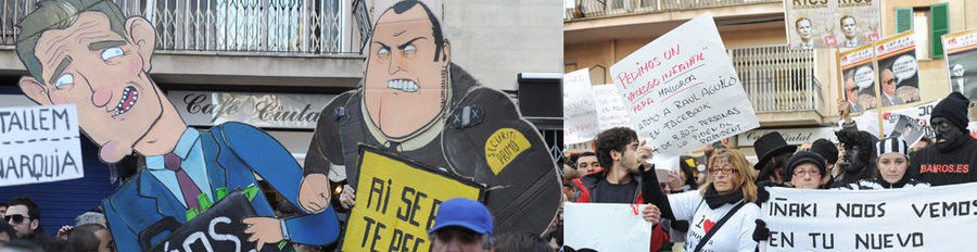 Protestas, consignas y carteles contra la Familia Real e Iñaki Urdangarín en Palma de Mallorca