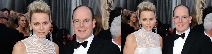Los Príncipes Alberto y Charlene de Mónaco, algo despistados en la alfombra roja de los Oscar 2012
