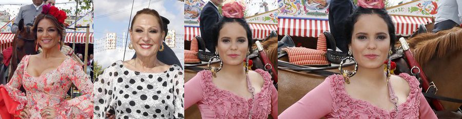 Raquel Bollo, Rosa Benito y Gloria Camila, las más flamencas de la Feria de Abril 2016