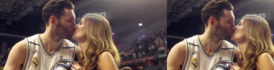 El romántico beso de Helen Lindes y Rudy Fernández en la triunfal jornada del Real Madrid baloncesto