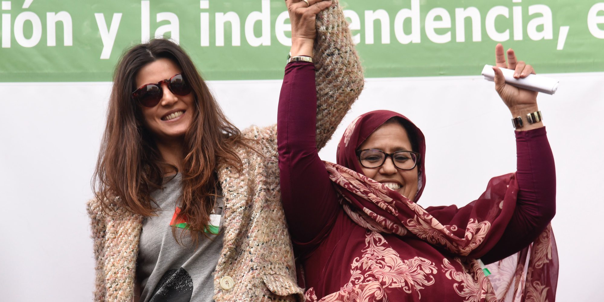 Clara Lago apoya al pueblo saharaui en una manifestación en Madrid