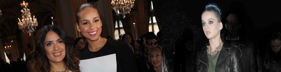 Salma Hayek, Alicia Keys y Katy Perry, muy atentas a las propuestas de Yves Saint Laurent en París