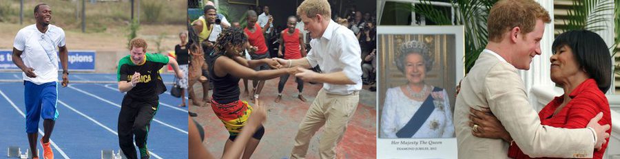 El Príncipe Harry se mide a Usain Bolt y se marca un baile con unos jóvenes en Jamaica