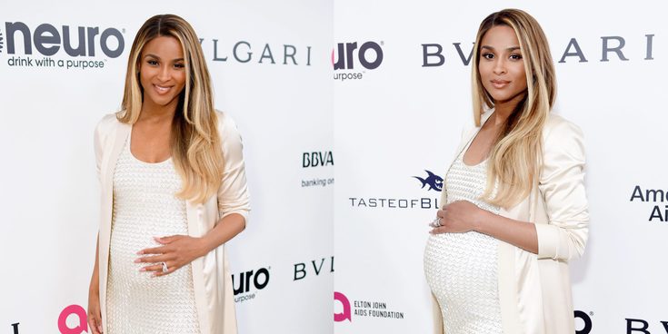 Ciara presume de embarazo en la fiesta de la Fundación Elton John tras los Premios Oscar 2017