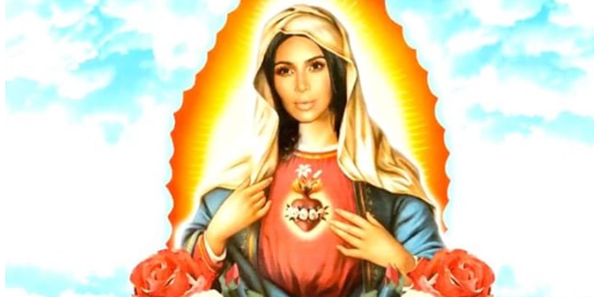 Kim Kardashian sustituye el rostro de la Virgen María por el suyo para autopromocionarse