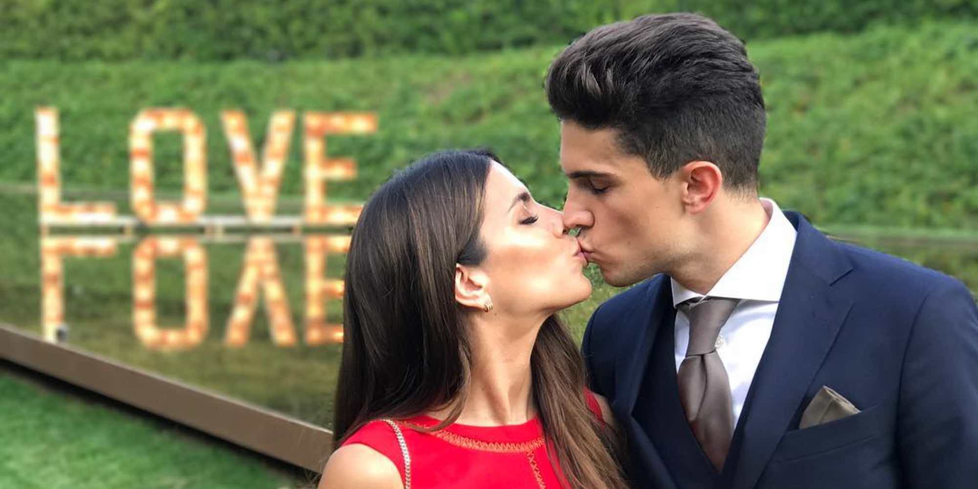 Marc Bartra y Melissa Jiménez reviven su boda una semana después en el enlace de Marc Muniesa y Sara Campeny
