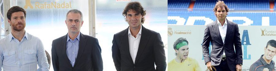 Xabi Alonso y Mourinho acompañan a Rafa Nadal en la presentación del partido 'Alma Nadal' que disputará contra Djokovic