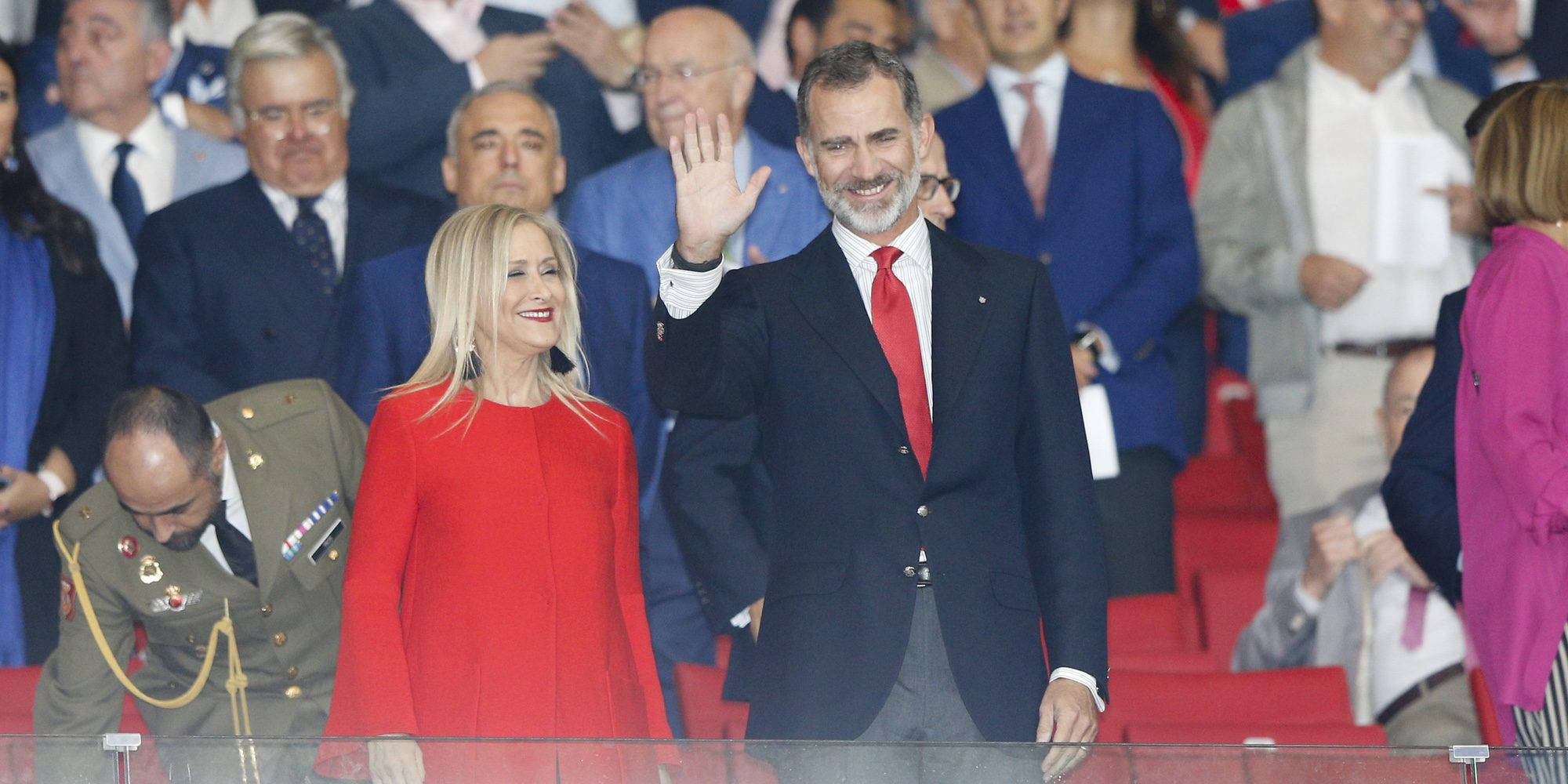 El Rey Felipe VI asiste al partido inaugural del Atlético de Madrid en el Wanda Metropolitano