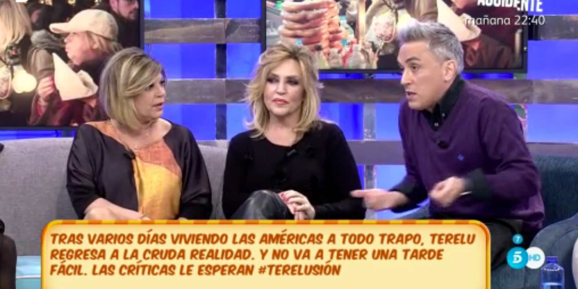 Terelu Campos responde al zasca de Kiko Hernández abriendo en directo una botella de agua