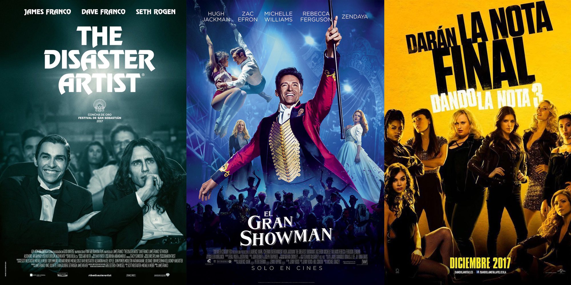 'El Gran Showman', 'The Disaster Artist' y 'Dando la nota 3' protagonizan los últimos estrenos del año