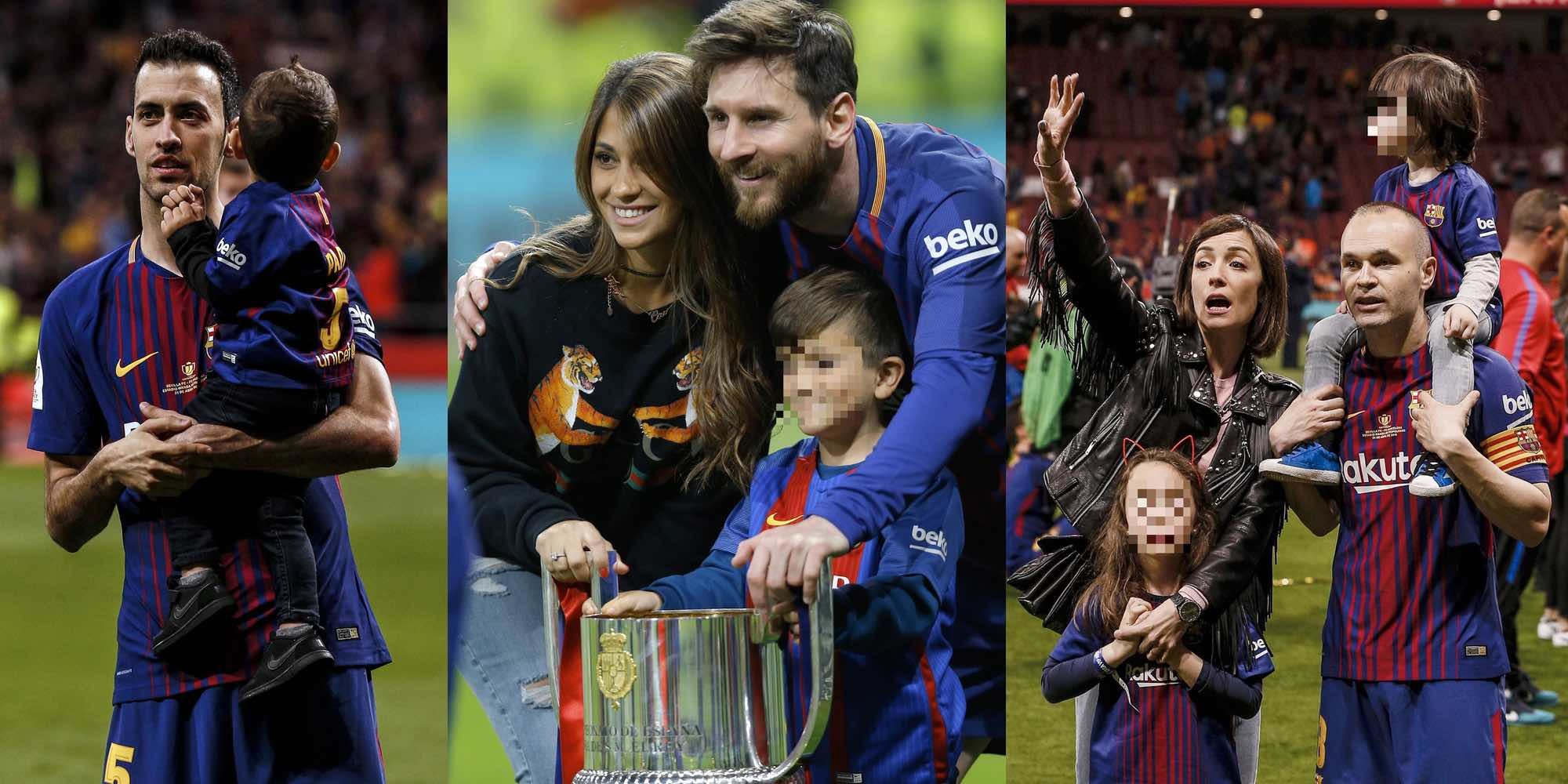 Los hijos de Piqué, Iniesta, Jordi Alba, Messi,... celebran el triunfo del Barça en la Copa del Rey 2018