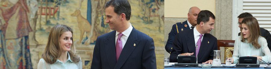 Felipe y Letizia desprenden complicidad en la reunión con los Patronatos de la Fundación Príncipe de Asturias
