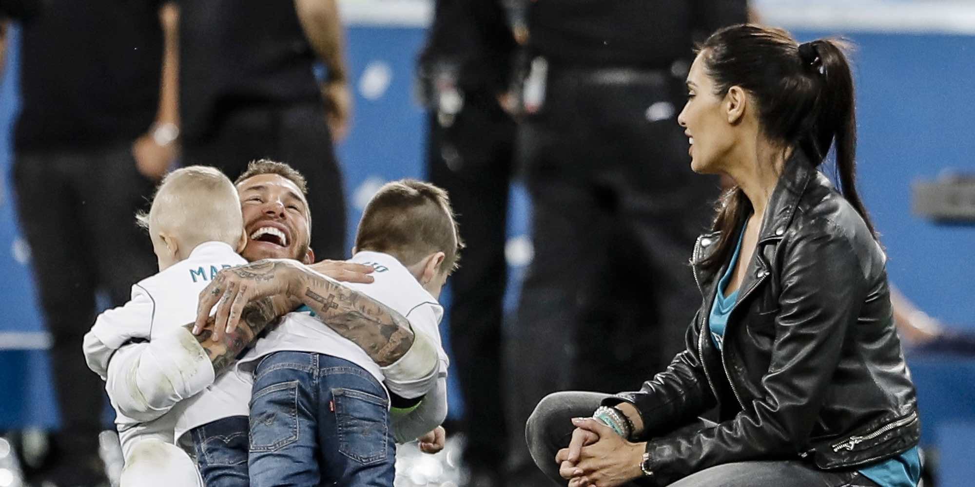 Sergio Ramos, pletórico celebrando la Champions 2018 con Pilar Rubio y sus hijos Sergio y Marco
