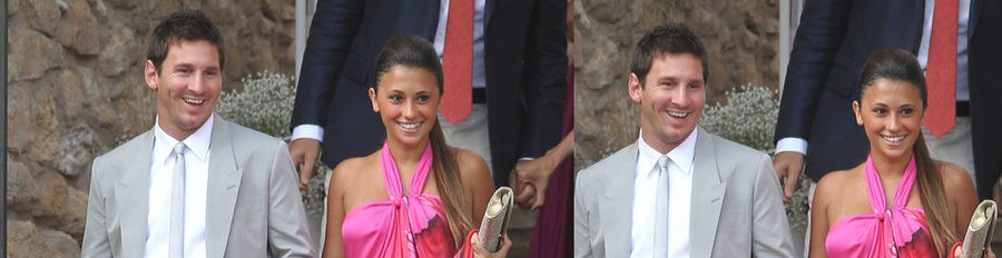 Antonella Roccuzzo presume de embarazo con Leo Messi en la boda de Andrés Iniesta y Anna Ortiz