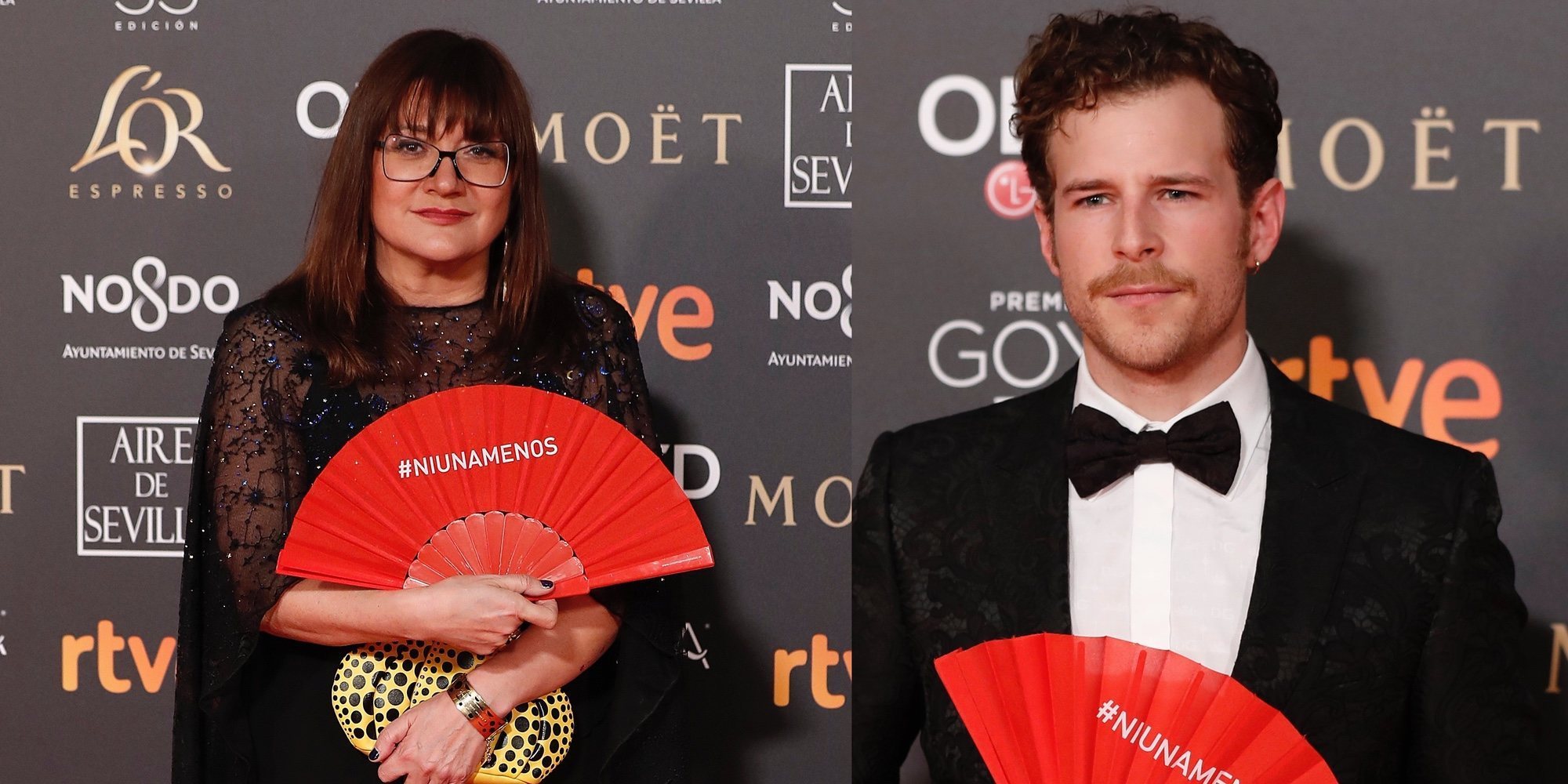 Los abanicos rojos pasan desapercibidos en los Premios Goya 2019