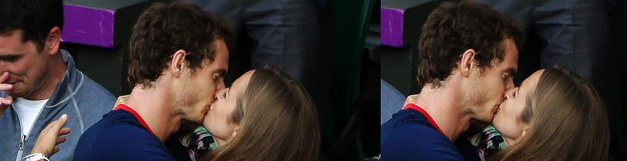 Andy Murray y su novia Kim Sears celebran con un beso la Medalla de Oro en Londres 2012