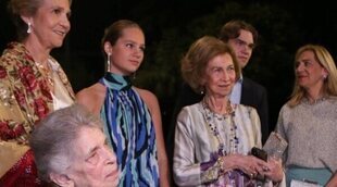 La Reina Sofía, en la preboda de Theodora de Grecia junto a las Infantas Elena y Cristina, Miguel e Irene Urdangarin