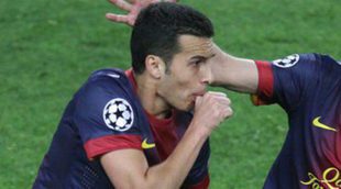Pedro le dedica el gol que certifica el pase del Barça a semifinales de Champions a su hijo Bryan