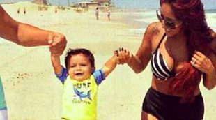 Snooki y Jionni LaValle presumen de su hijo Lorenzo Dominic durante un día de playa
