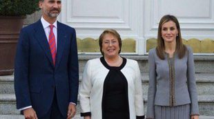 Los Reyes Felipe y Letizia reciben a la Presidenta de Chile Michelle Bachelet