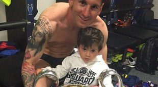 Leo Messi celebra su cuarta Champions con el Barça con su hijo Thiago: 