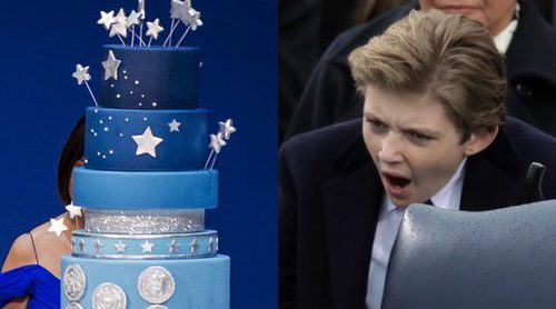Donald Trump plagia la tarta de su toma de posesión y Julie Bowen se mofa de su hijo Barron