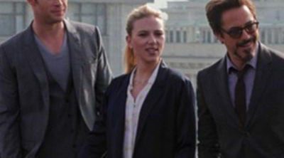 Chris Hemsworth, Robert Downey Junior y Scarlett Johansson presentan 'Los Vengadores' en Moscú